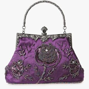 Elegant Purple Beaded Handbag